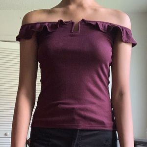 Plum Ruffled U-Wire Top